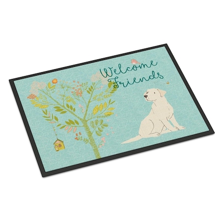 Carolines Treasures Welcome Friends Yellow Labrador Retriever Indoor or Outdoor Mat, 18 x 27 in. BB7596MAT